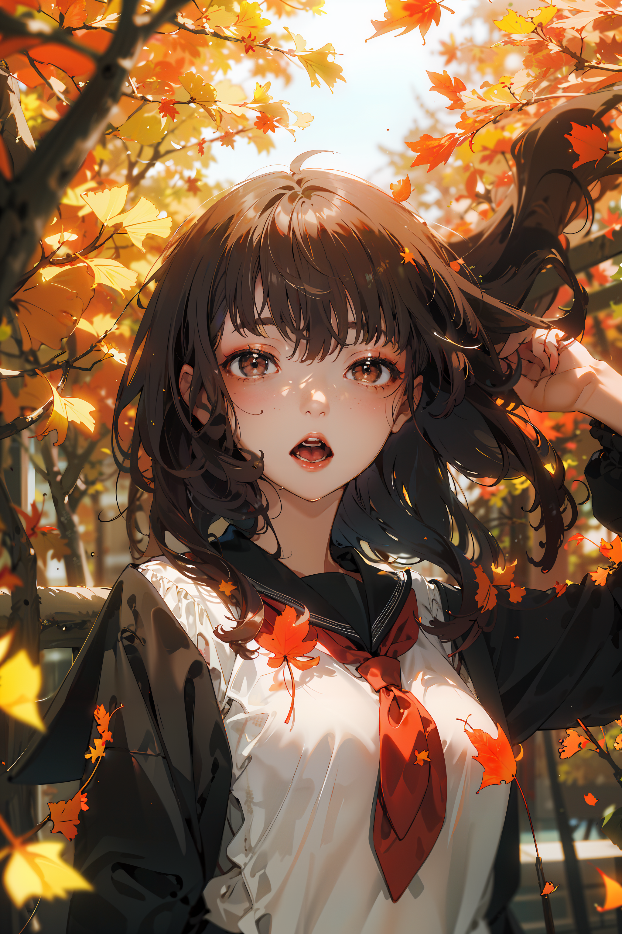 00209-1523995885-vvi_(artstyle_),1girl,solo,leaf,school uniform,serafuku,long hair,red neckerchief,blurry,sailor collar,neckerchief,blonde hair,s.png